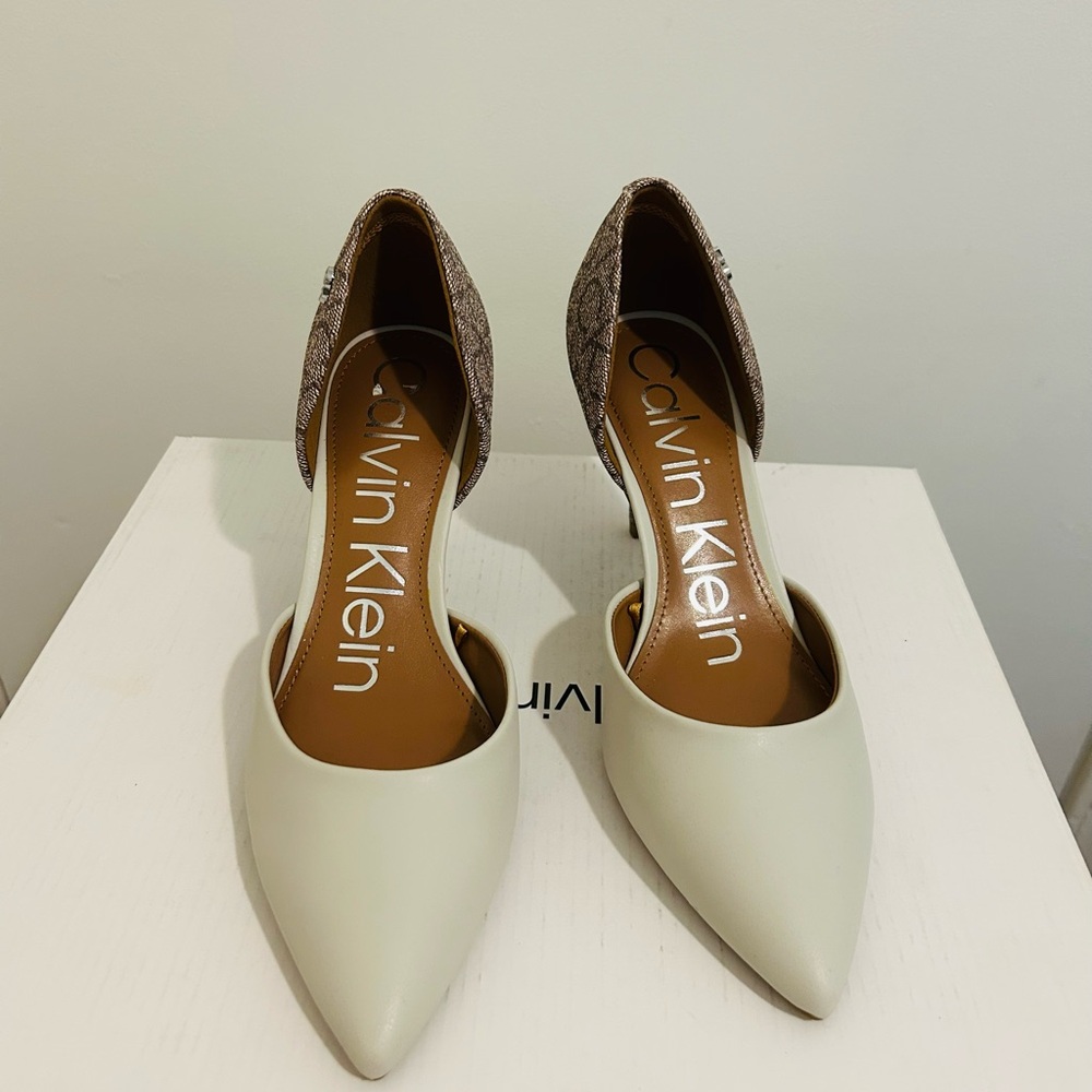 ECU Calvin Klein Cream and Brown Women's Heels size 6